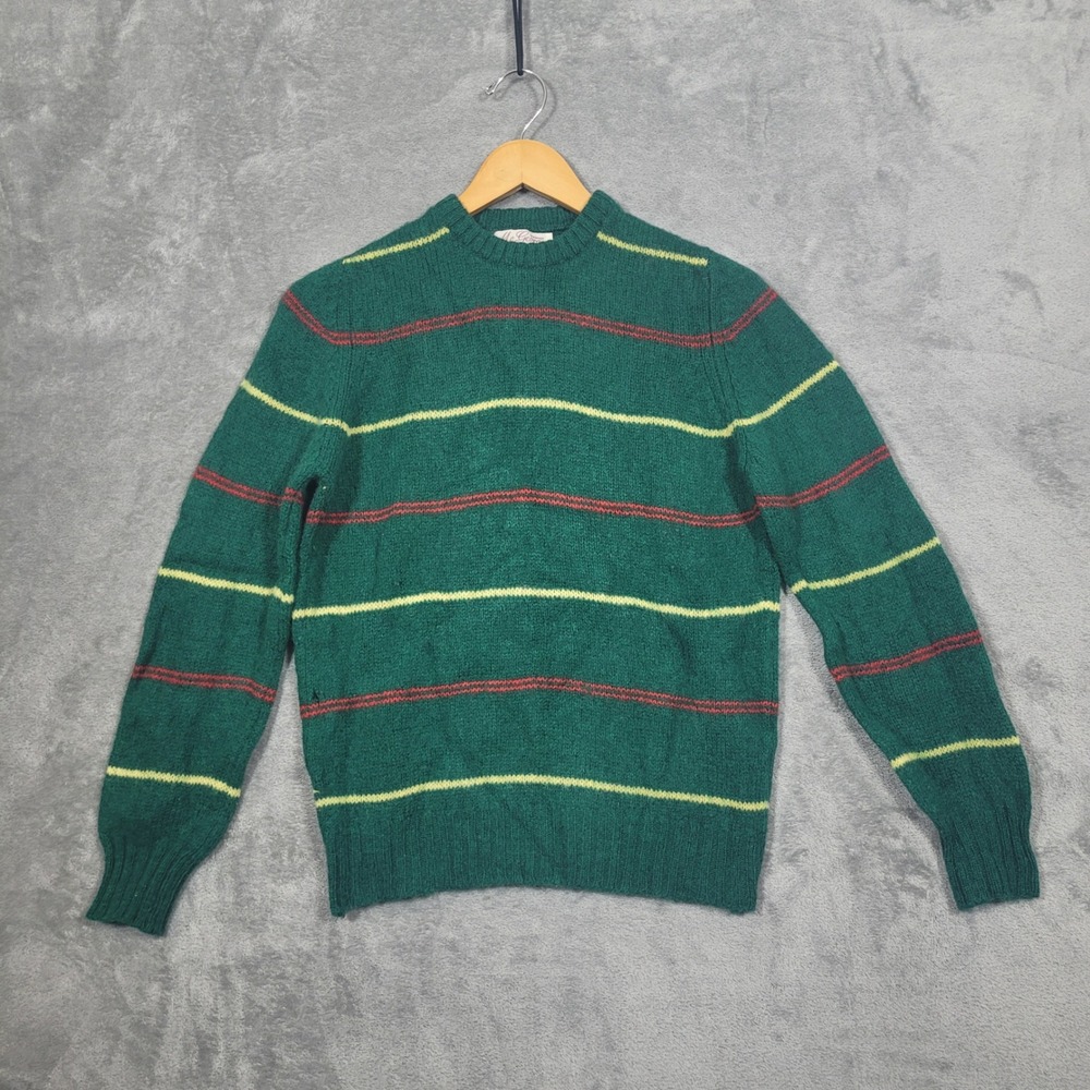 Vintage McGeorge of Dumfries Sweater Mens Wool Shetland Striped Made in Scotland